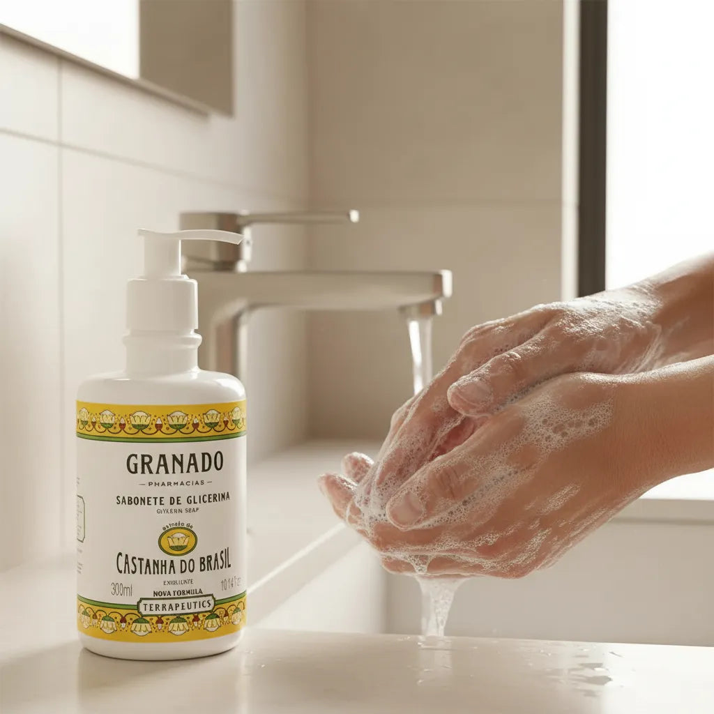 Kit Granado Castanha Do Brasil: Sabonete Líquido 300ml, Creme Para As Mãos 50g E 4 Sabonetes Em Barra